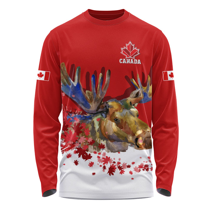 Canada Long Sleeve T-Shirt Majestic Moose Canada Maple Spirit Edition