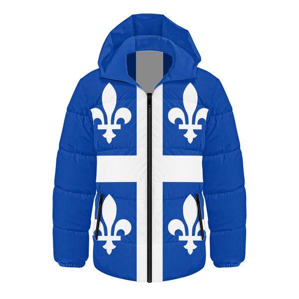 Quebec Hooded Padded Jacket Flag Minimalist Pride Style