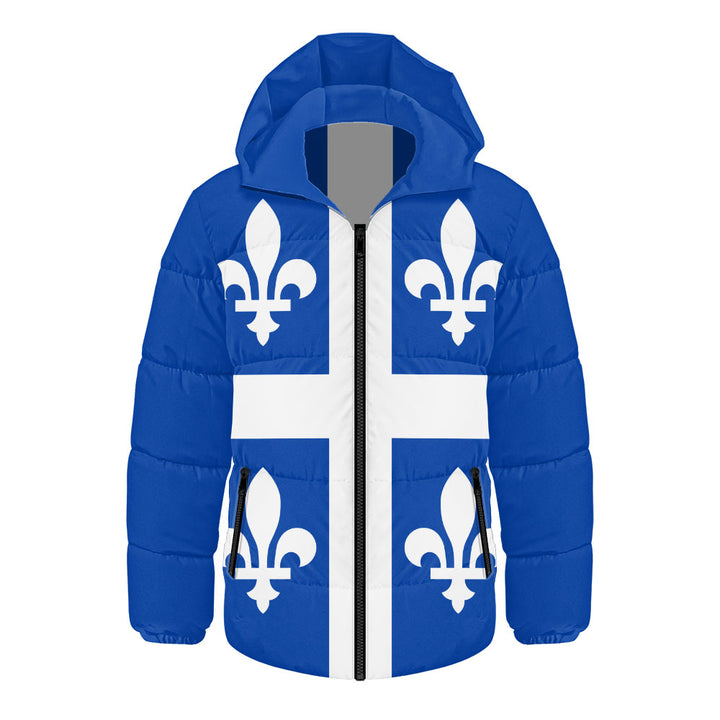 Quebec Hooded Padded Jacket Flag Minimalist Pride Style