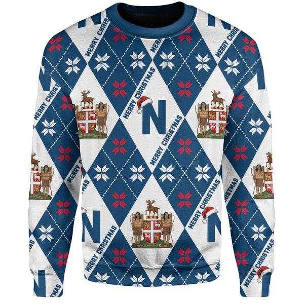 Newfoundland & Labrador Sweatshirt Christmas Argyle Pattern With Royal Crest