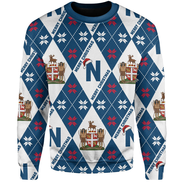 Newfoundland & Labrador Sweatshirt Christmas Argyle Pattern With Royal Crest