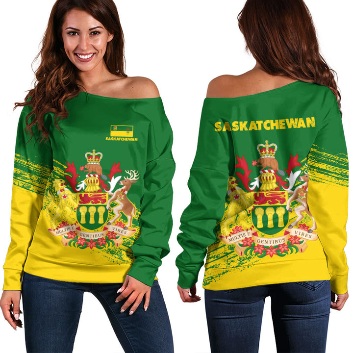Saskatchewan Off Shoulder Sweatshirt Pride Of The Provinces
