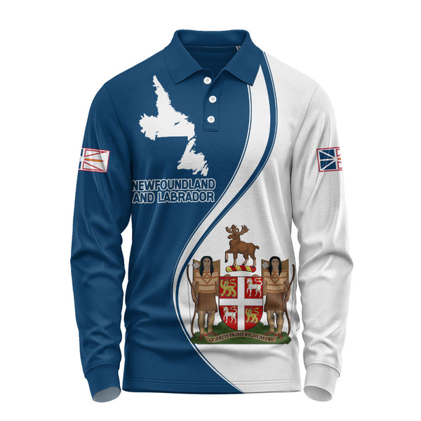 Newfoundland & Labrador Long Sleeve Polo Shirt Canada Territories Pride