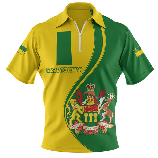 Saskatchewan Zip Polo Shirt Canada Territories Pride