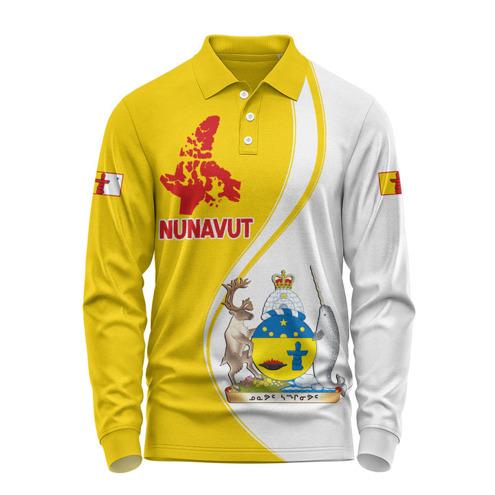 Nunavut Long Sleeve Polo Shirt Canada Territories Pride