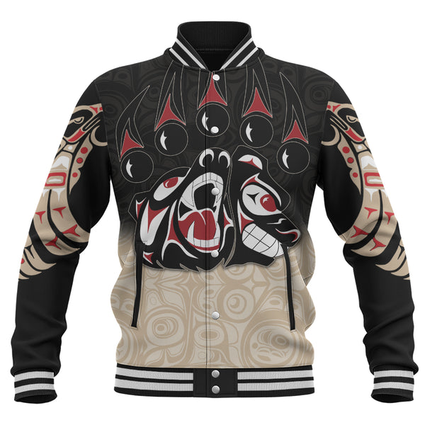 Canada Baseball Jacket Haida Strength Roaring Ancestral Energy