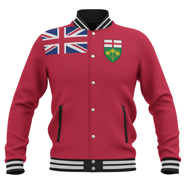 Ontario Baseball Jacket Flag Minimalist Pride Style