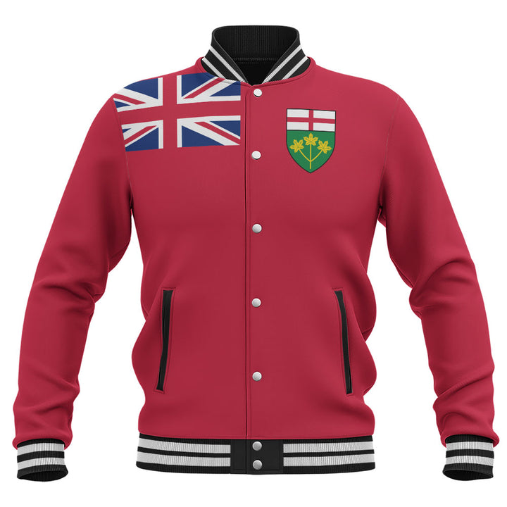 Ontario Baseball Jacket Flag Minimalist Pride Style