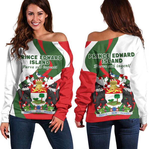 Prince Edward Island Off Shoulder Sweatshirt Crest Of Identity