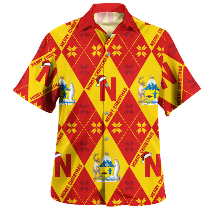 Nunavut Bowling Shirt Christmas Argyle Pattern With Royal Crest
