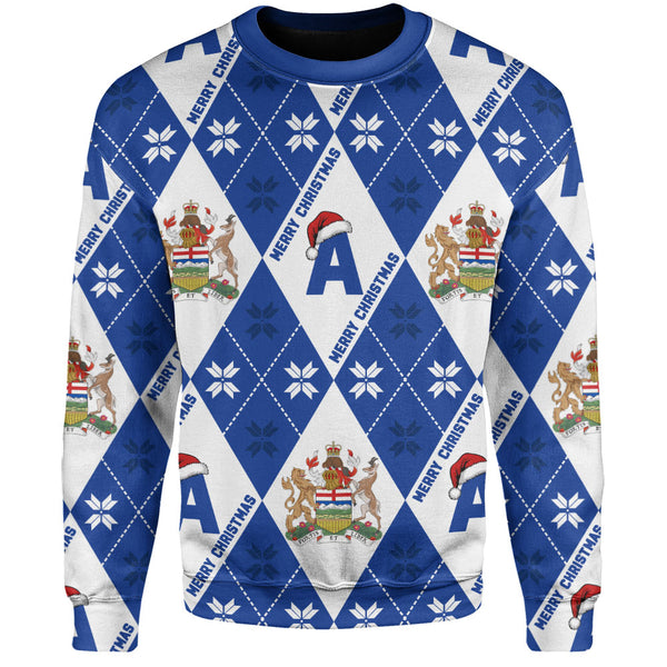 Alberta Sweatshirt Christmas Argyle Pattern With Royal Crest