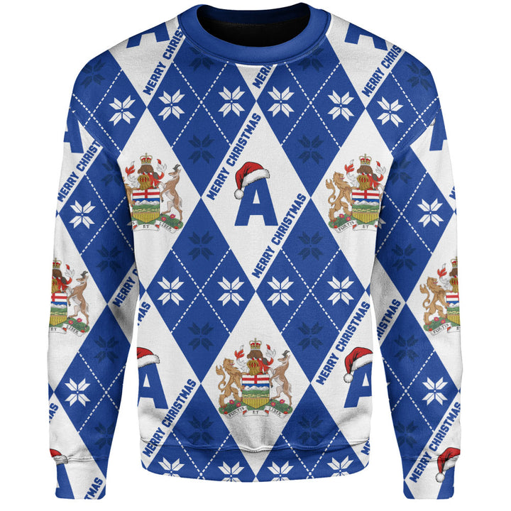 Alberta Sweatshirt Christmas Argyle Pattern With Royal Crest