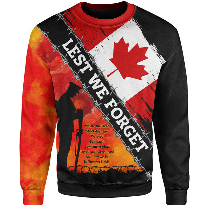 Canada Sweatshirt Lest We Forget Canada Remembrance Day Poppy Pride
