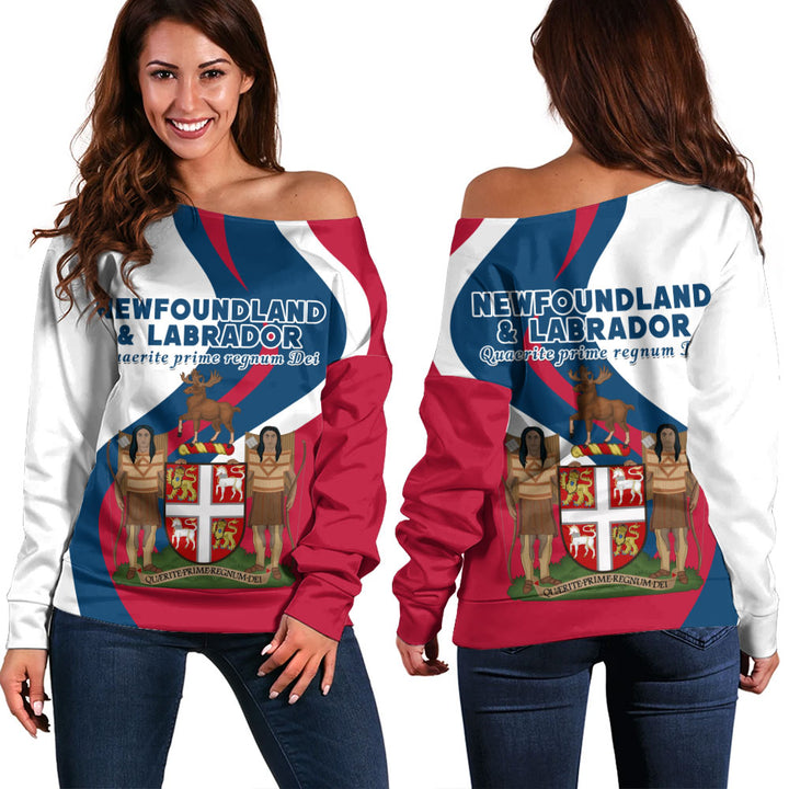 Newfoundland & Labrador Off Shoulder Sweatshirt Crest Of Identity