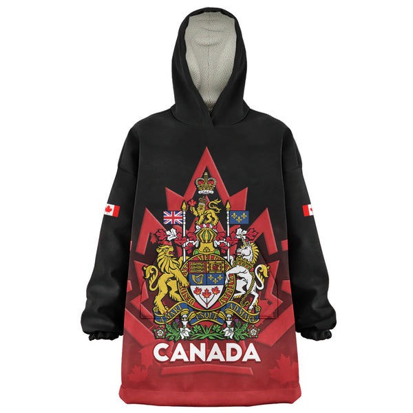 Canada Snug Hoodie Royal Red Black National Emblem Of Canada