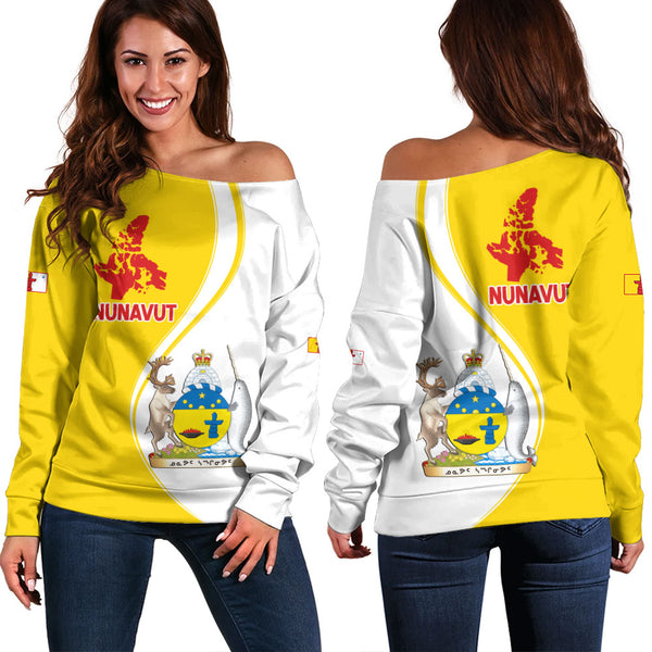 Nunavut Off Shoulder Sweatshirt Canada Territories Pride