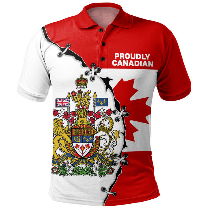 Canada Polo Shirt Coat Of Arms Unity Zipper Style