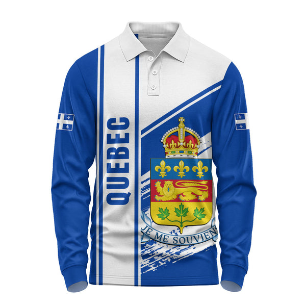 Quebec Long Sleeve Polo Shirt Heritage Strength Crest