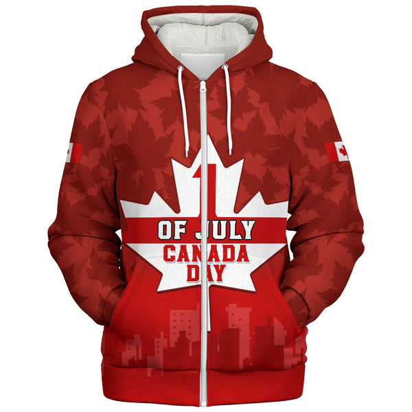 Canada Sherpa Hoodie Red Maple 1st July National Celebration
