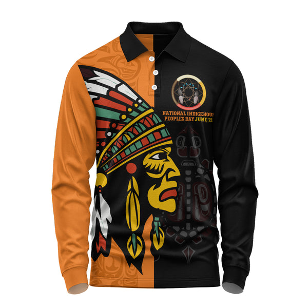Canada Long Sleeve Polo Shirt Indigenous Honor June 21 Edition