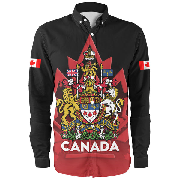 Canada Long Sleeve Shirt Royal Red Black National Emblem Of Canada