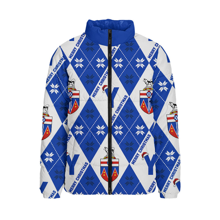 Yukon Padded Jacket Christmas Argyle Pattern With Royal Crest