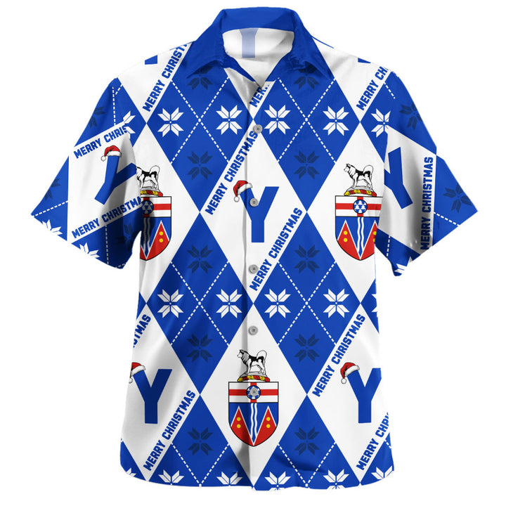 Yukon Bowling Shirt Christmas Argyle Pattern With Royal Crest