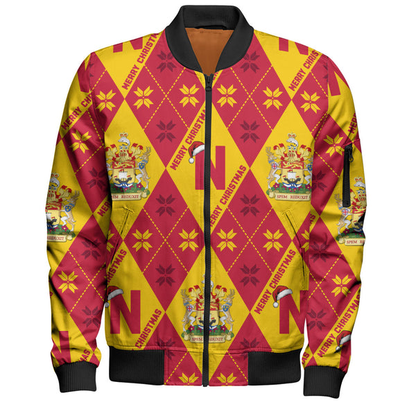 New Brunswick Bomber Jacket Christmas Argyle Pattern With Royal Crest