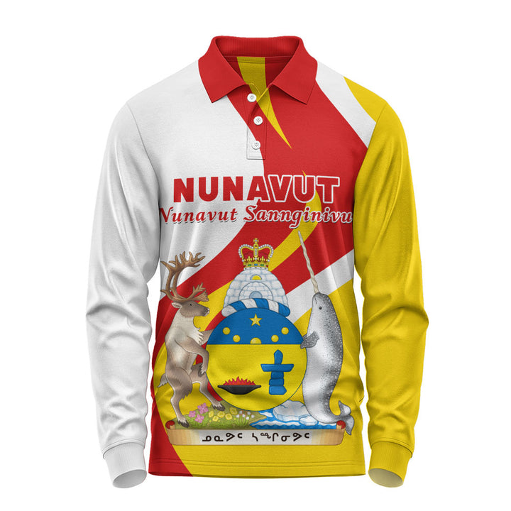 Nunavut Long Sleeve Polo Shirt Crest Of Identity
