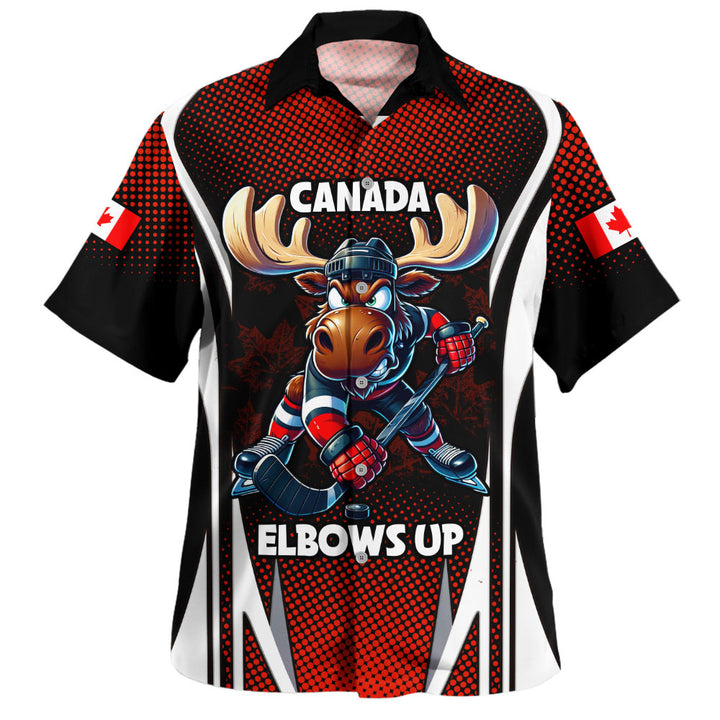 Canada Bowling Shirt Fight Ready Moose Canada Hockey Attitude