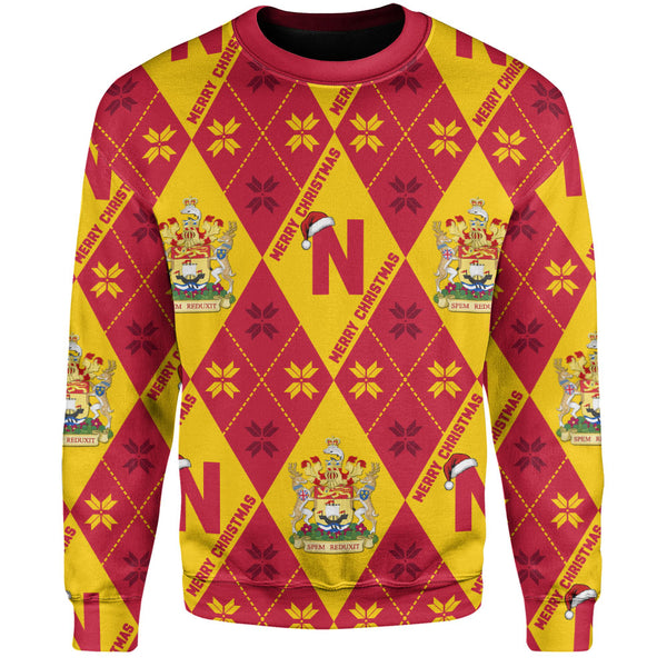 New Brunswick Sweatshirt Christmas Argyle Pattern With Royal Crest