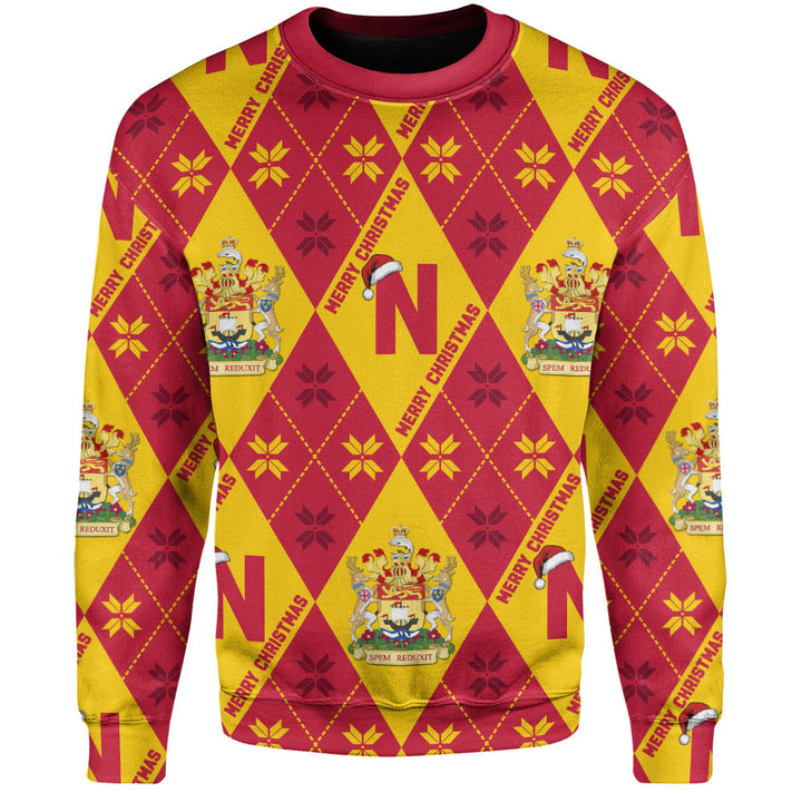 New Brunswick Sweatshirt Christmas Argyle Pattern With Royal Crest