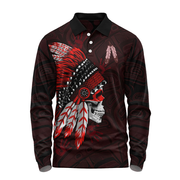 Canada Long Sleeve Polo Shirt Spirit Of Blood And Bone