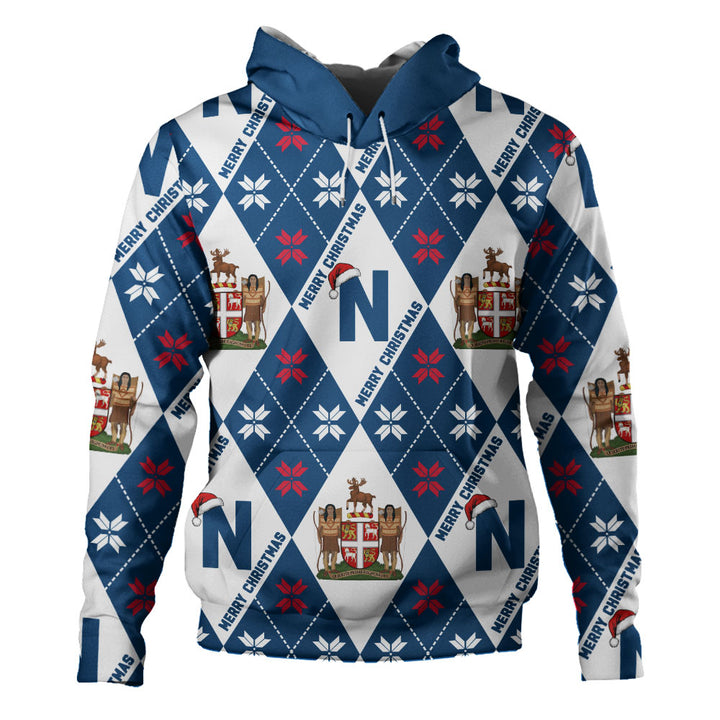 Newfoundland & Labrador Hoodie Christmas Argyle Pattern With Royal Crest