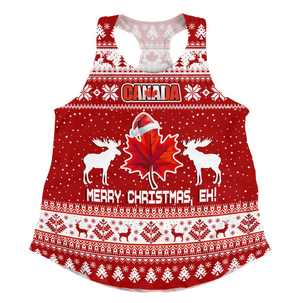 Canada Women Tank Maple Leaf Merry Christmas Eh