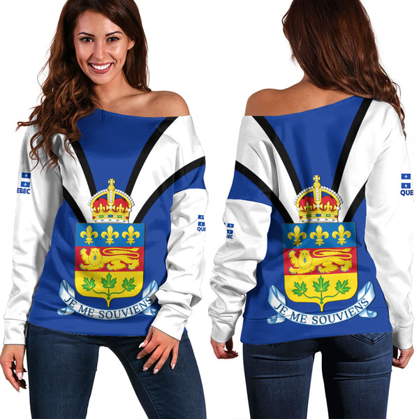 Quebec Off Shoulder Sweatshirt Proud Provinces Collection