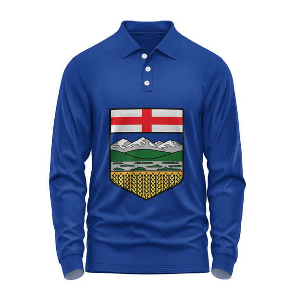 Alberta Long Sleeve Polo Shirt Flag Minimalist Pride Style