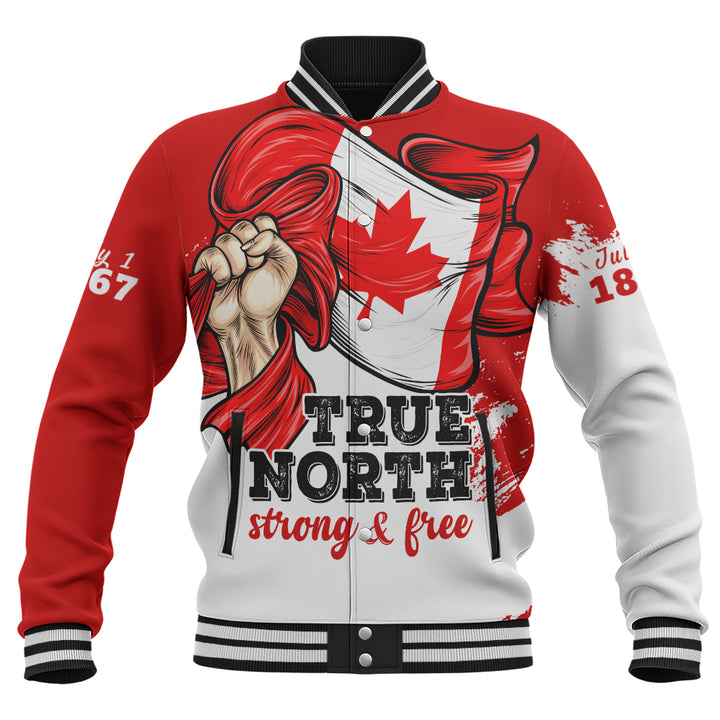 Canada Baseball Jacket True North Strong Free Canada Flag Power