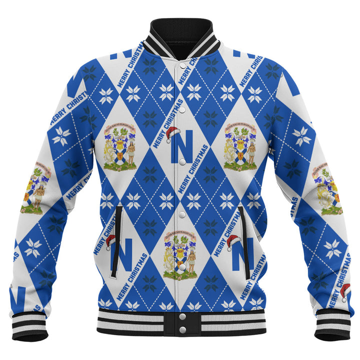 Nova Scotia Baseball Jacket Christmas Argyle Pattern With Royal Crest