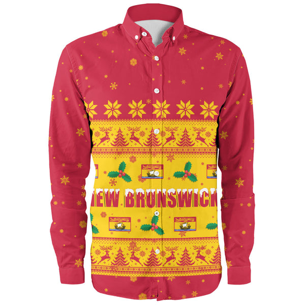 New Brunswick Long Sleeve Shirt Christmas Knit Style Snowflake Reindeer
