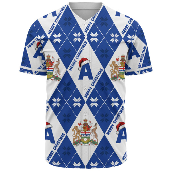 Alberta Baseball Shirt Christmas Argyle Pattern With Royal Crest