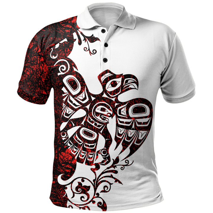 Canada Polo Shirt Red Sky Flight Haida Edition