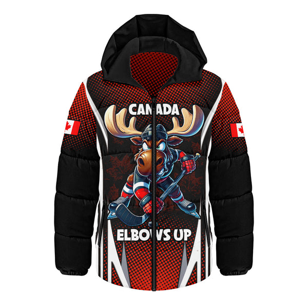 Canada Hooded Padded Jacket Fight Ready Moose Canada Hockey Attitude