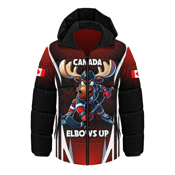 Canada Hooded Padded Jacket Fight Ready Moose Canada Hockey Attitude