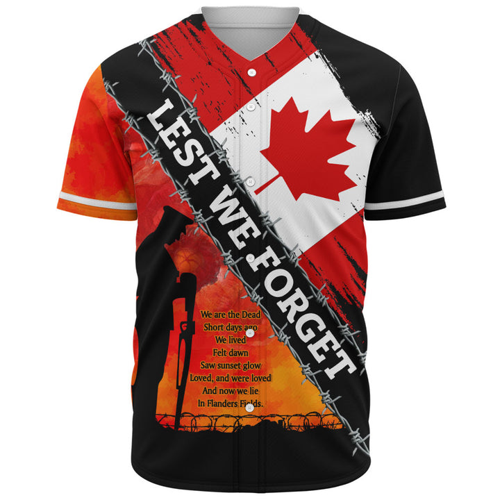 Canada Baseball Shirt Lest We Forget Canada Remembrance Day Poppy Pride