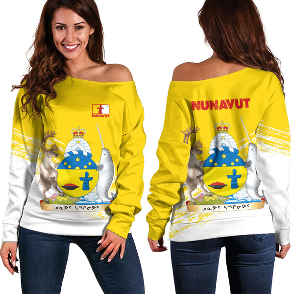 Nunavut Off Shoulder Sweatshirt Pride Of The Provinces