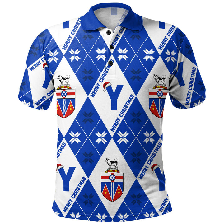 Yukon Polo Shirt Christmas Argyle Pattern With Royal Crest