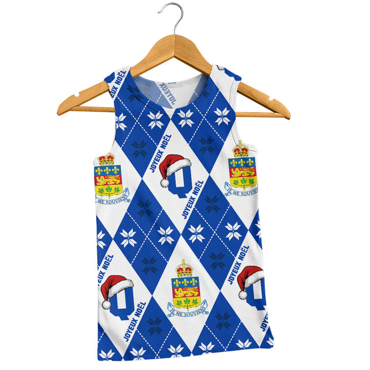 Quebec Tank Top Christmas Argyle Pattern With Royal Crest