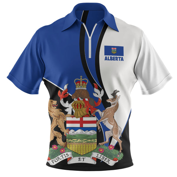 Alberta Zip Polo Shirt Heritage Pride Of The North