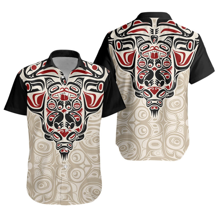 Canada Short Sleeve Shirt Haida Thunderbird Tribal Spirit Design